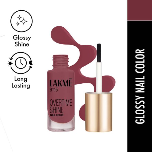 Lakme 9 to 5 Primer + Gloss Nail Color - Mulberry Bush (6 ml) - Lakme