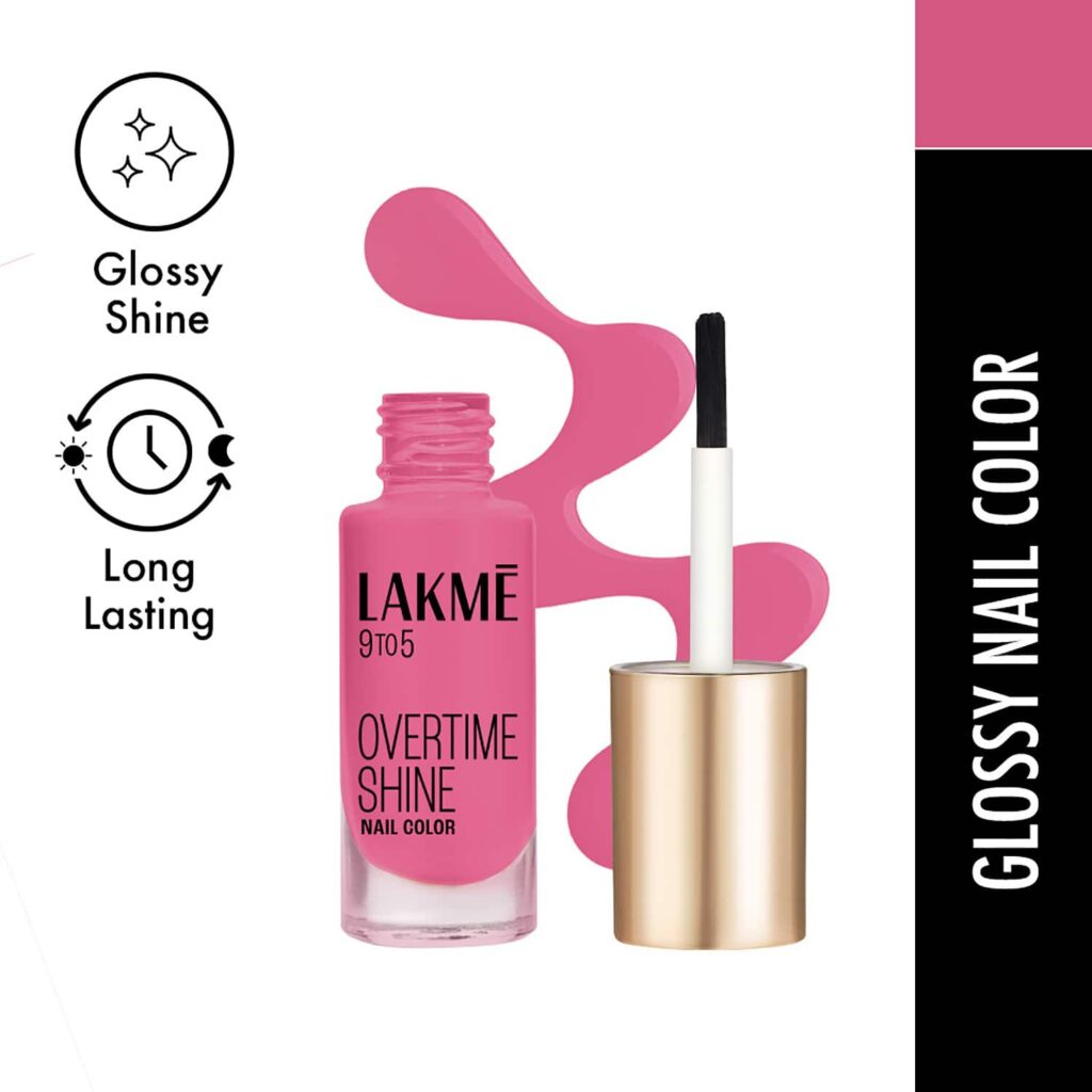 Lakme 9 to 5 Primer + Gloss Nail Color - Pink Pace (6 ml) - Lakme