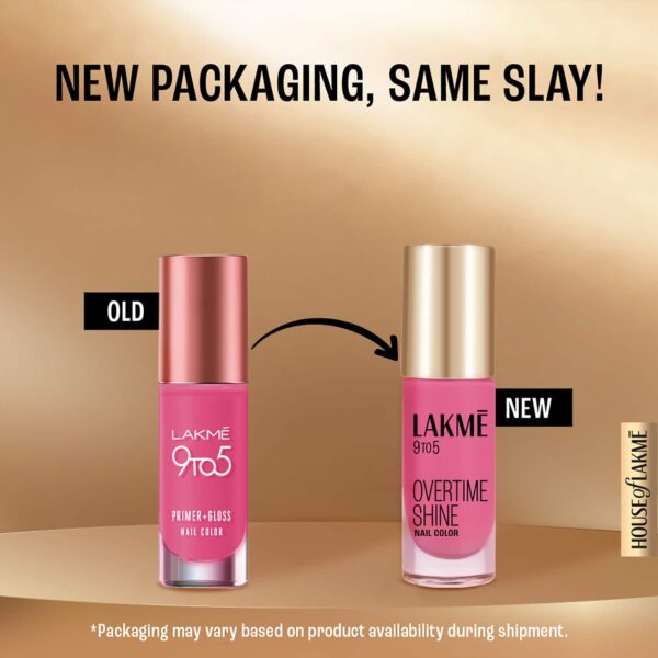 Lakme 9 to 5 Primer + Gloss Nail Color - Pink Pace (6 ml) - Lakme