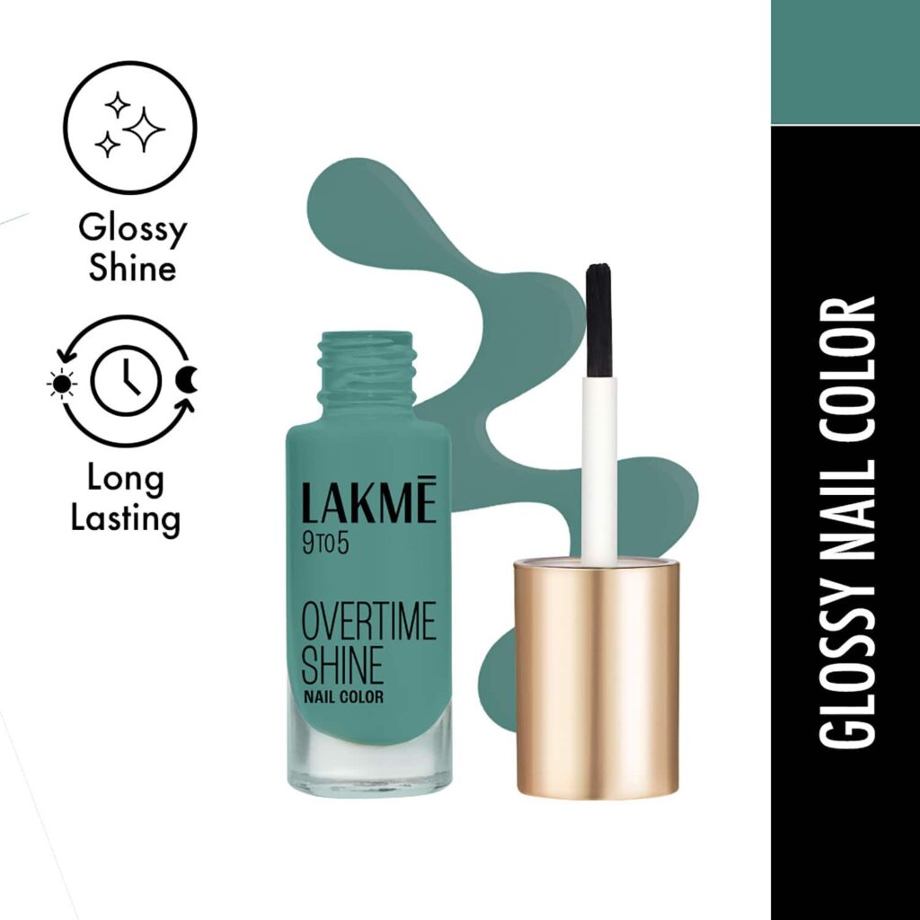 Lakme 9 to 5 Primer + Gloss Nail Color - Teal Deal (6 ml) - Lakme