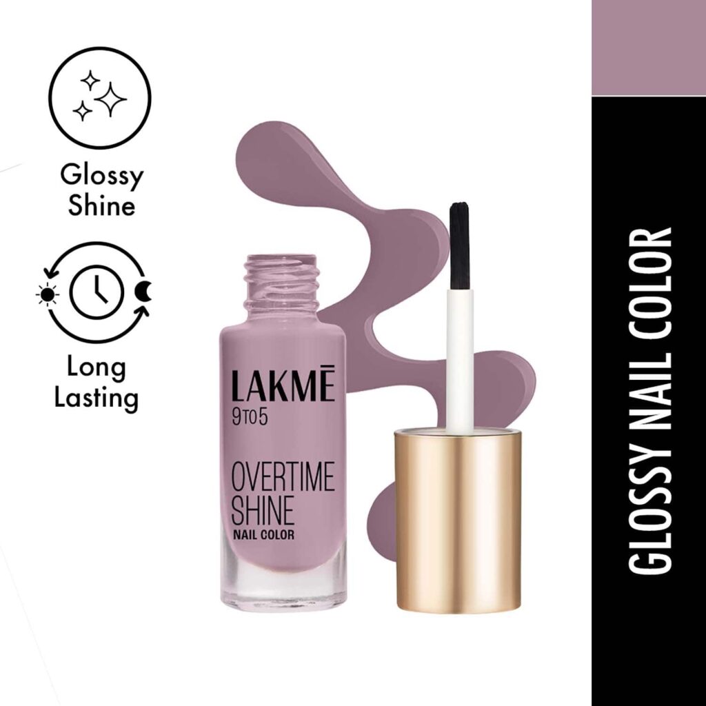 Lakme 9 to 5 Primer + Gloss Nail Colour - Grey Cloud (6 ml) - Lakme