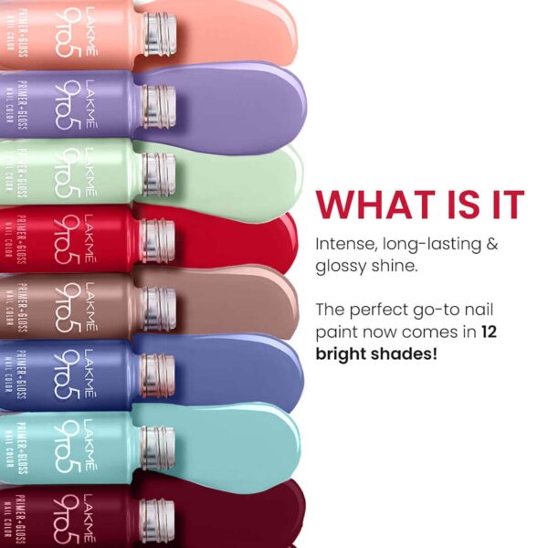 Lakme 9 to 5 Primer + Gloss Nail Colour - Red Carnival (6 ml) - Lakme