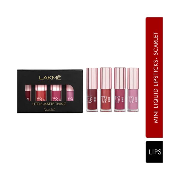 Lakme 9 To 5 Primer + Matte Mini Liquid Lipstick - Scarlet (4pcs) - Lakme