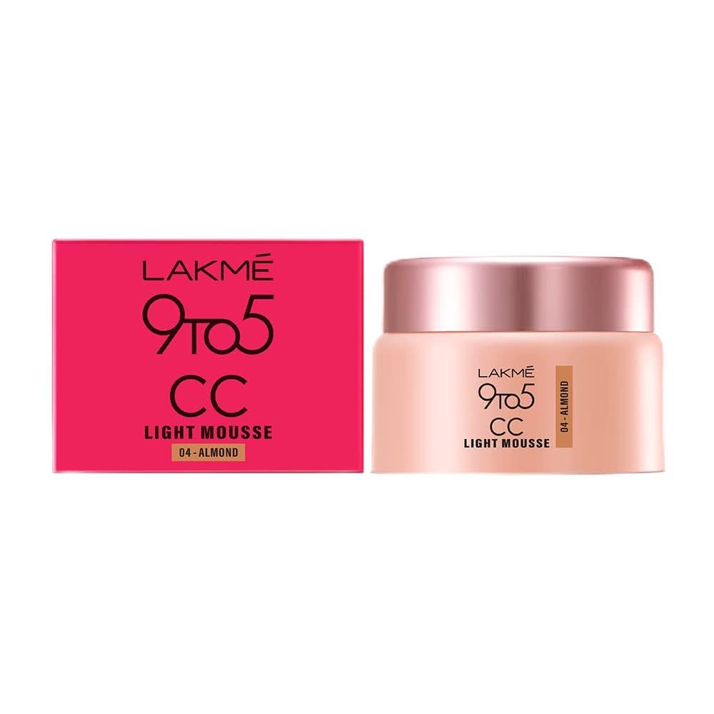 LAKMÉ 9To5 Cc Light Mousse With Vitamin E & A Hint Of Foundation | Matte Finish, Non-Comedogenic, Lightweight Mousse Foundation, 25Gm - Almond