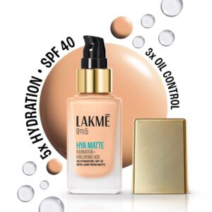 Lakme 9to5 Hya Matte Foundation + Hyaluronic Acid - Cool Ivory (25 ml) - Lakme