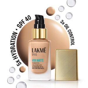 Lakme 9to5 Hya Matte Foundation + Hyaluronic Acid - Neutral Nude (25 ml) - Lakme