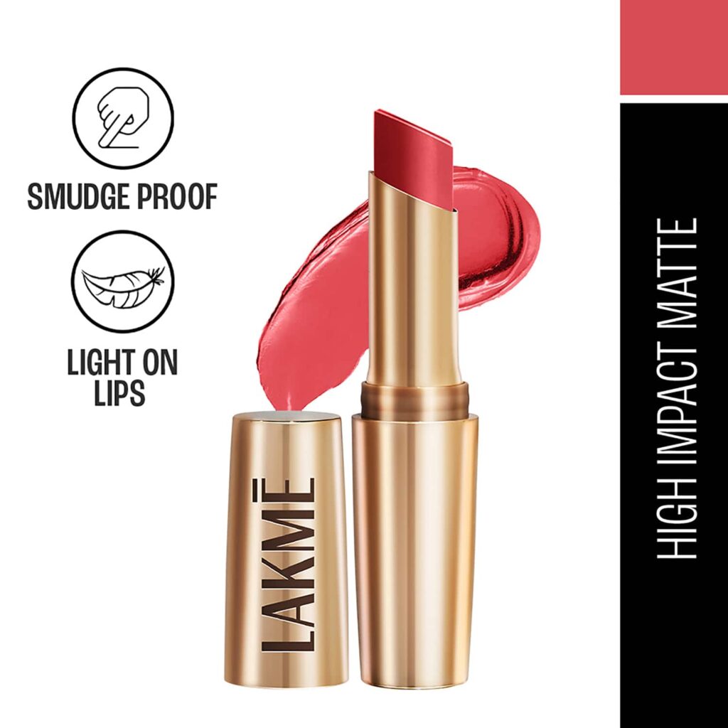 Lakme 9to5 Powerplay Priming Matte Lipstick Lasts 16hrs - Peachy Affair (3.6 g) - Lakme