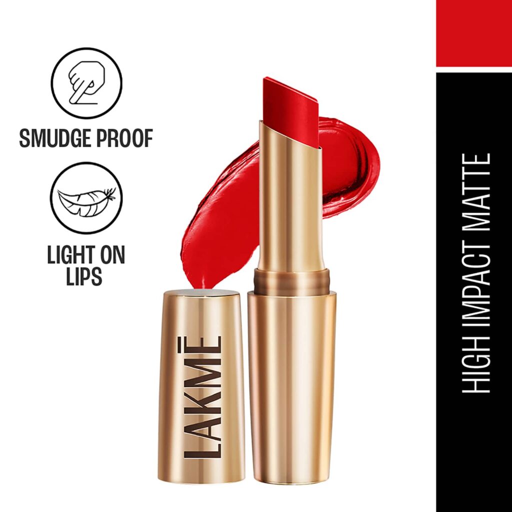 Lakme 9to5 Powerplay Priming Matte Lipstick Lasts 16hrs - Red Twist (3.6 g) - Lakme