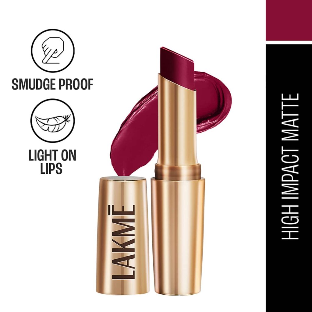 Lakme 9to5 Powerplay Priming Matte Lipstick Lasts 16hrs - Red Velvet (3.6 g) - Lakme
