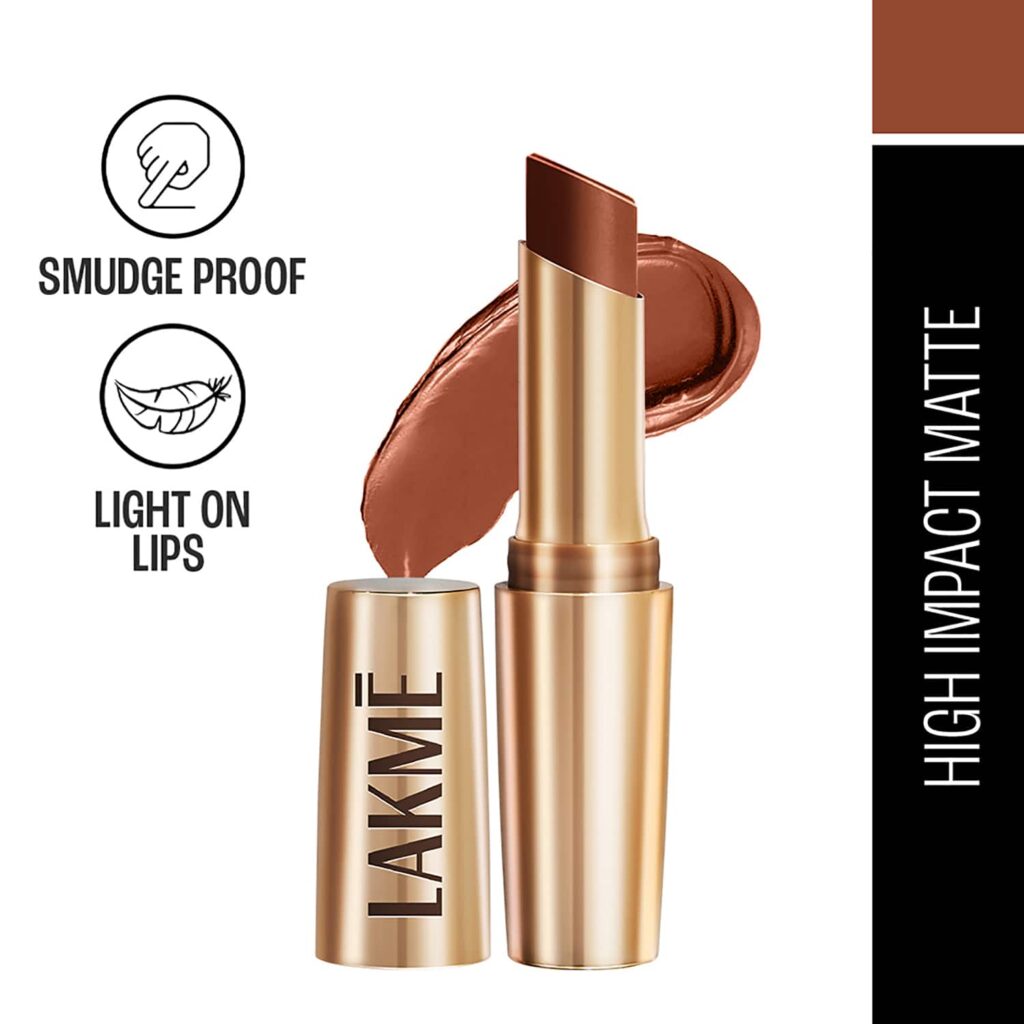 Lakme 9to5 Powerplay Priming Matte Lipstick Lasts 16hrs - Rustic Brown (3.6 g) - Lakme