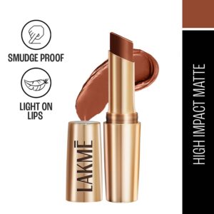 Lakme 9to5 Powerplay Priming Matte Lipstick Lasts 16hrs - Rustic Brown (3.6 g) - Lakme