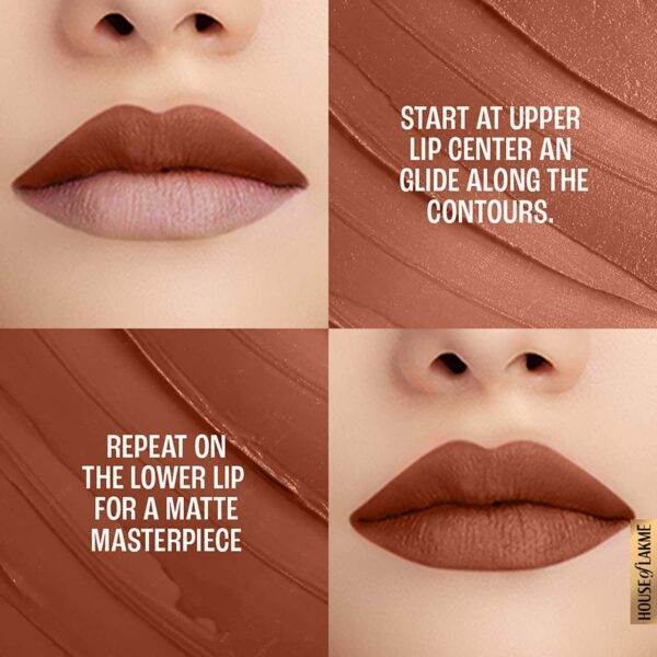 Lakme 9to5 Powerplay Priming Matte Lipstick Lasts 16hrs - Rustic Brown (3.6 g) - Lakme