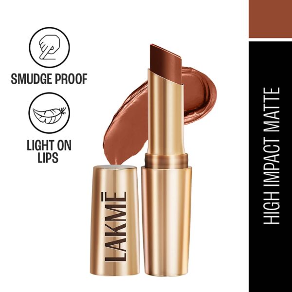 Lakme 9to5 Powerplay Priming Matte Lipstick Lasts 16hrs - Rustic Brown (3.6 g) - Lakme