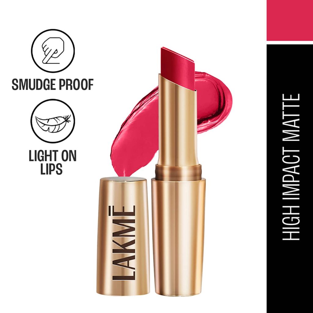 Lakme 9to5 Powerplay Priming Matte Lipstick Lasts 16hrs - Scarlet Surge (3.6 g) - Lakme