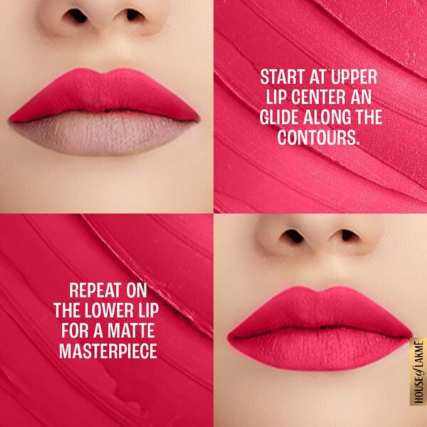 Lakme 9to5 Powerplay Priming Matte Lipstick Lasts 16hrs - Scarlet Surge (3.6 g) - Lakme