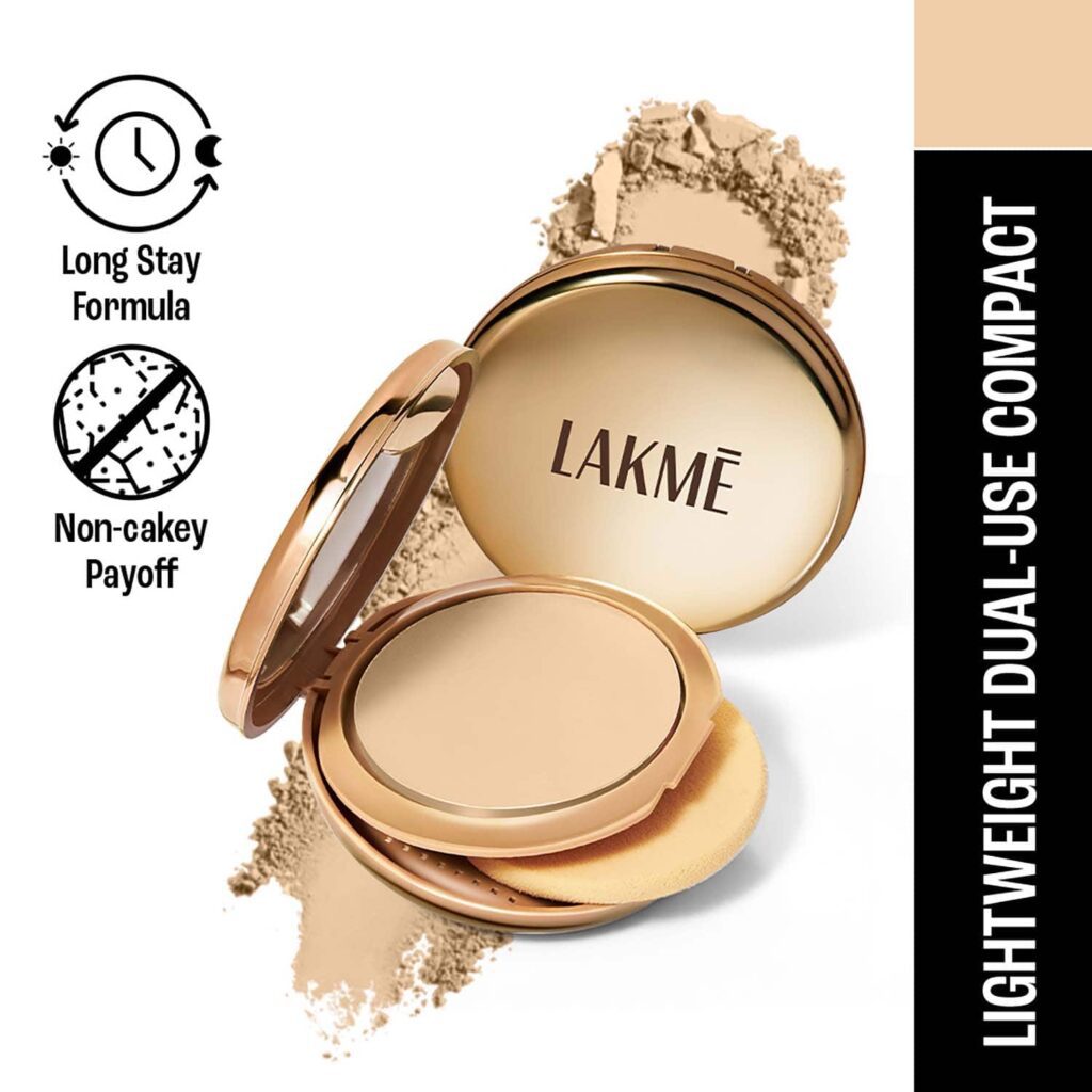 Lakme 9to5 Unreal Dual Cover Pressed Powder 2 In 1 Compact + Foundation - 10 Ivory (9 g) - Lakme