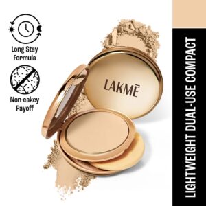 Lakme 9to5 Unreal Dual Cover Pressed Powder 2 In 1 Compact + Foundation - 10 Ivory (9 g) - Lakme