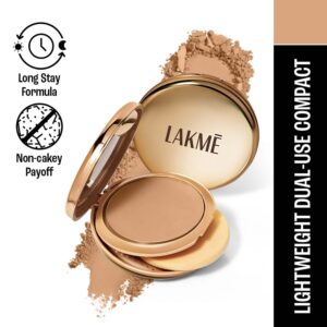 Lakme 9to5 Unreal Dual Cover Pressed Powder 2 In 1 Compact + Foundation - 20 Nude (9 g) - Lakme