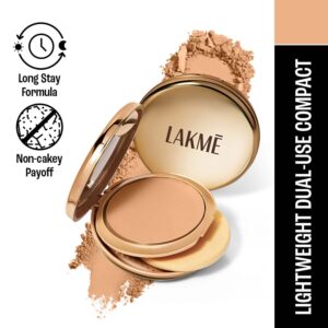 Lakme 9to5 Unreal Dual Cover Pressed Powder 2 In 1 Compact + Foundation - 24 Beige (9 g) - Lakme