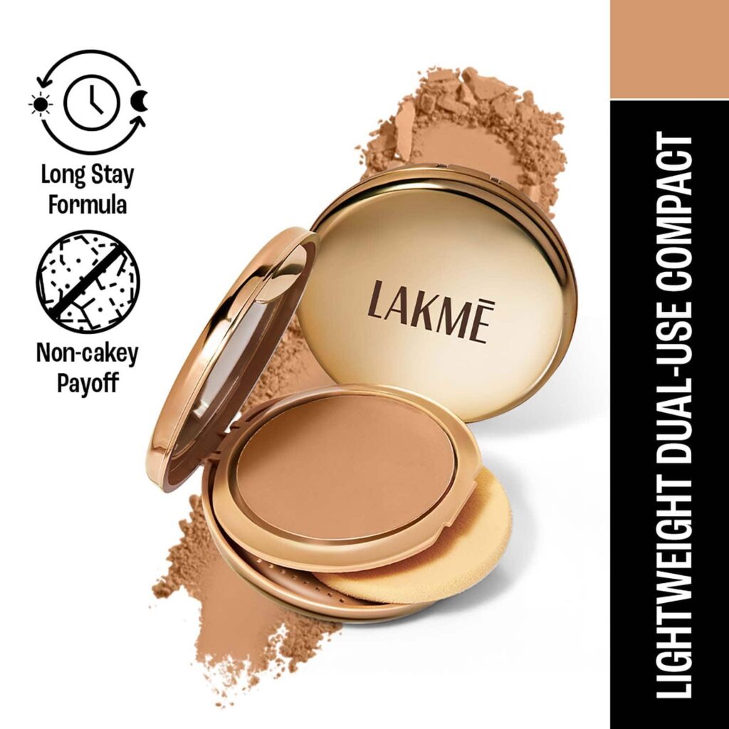 Lakme 9to5 Unreal Dual Cover Pressed Powder 2 In 1 Compact + Foundation - 30 Cinnamon (9 g) - Lakme