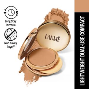 Lakme 9to5 Unreal Dual Cover Pressed Powder 2 In 1 Compact + Foundation - 30 Cinnamon (9 g) - Lakme