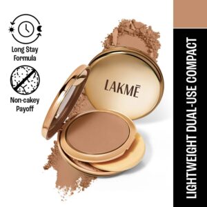 Lakme 9to5 Unreal Dual Cover Pressed Powder 2 In 1 Compact + Foundation - 34 Almond (9 g) - Lakme