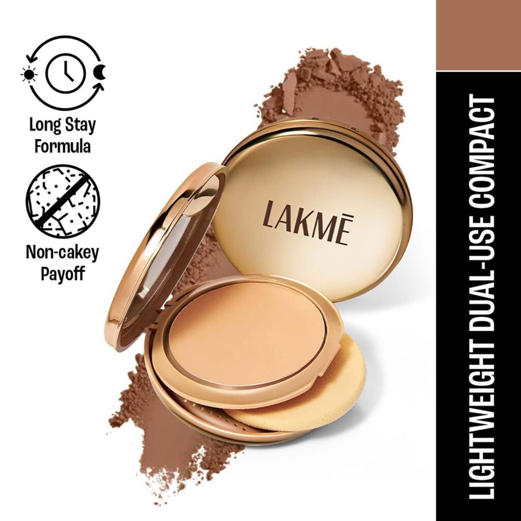 Lakme 9to5 Unreal Dual Cover Pressed Powder 2 In 1 Compact + Foundation - 39 Cocoa (9 g) - Lakme