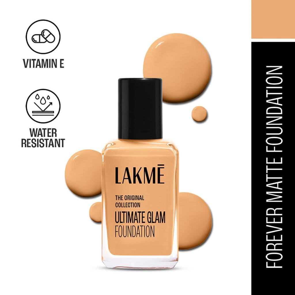 Lakme Forever Matte Foundation for Superior Coverage Vit E Lightweight Water-Resist - Coral (27 ml) - Lakme