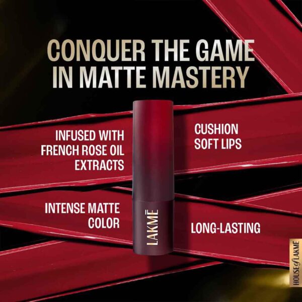 Lakme Forever Matte Lipstick Made with French Rose Oil Extracts - Pink Geranium (4.5 g) - Lakme