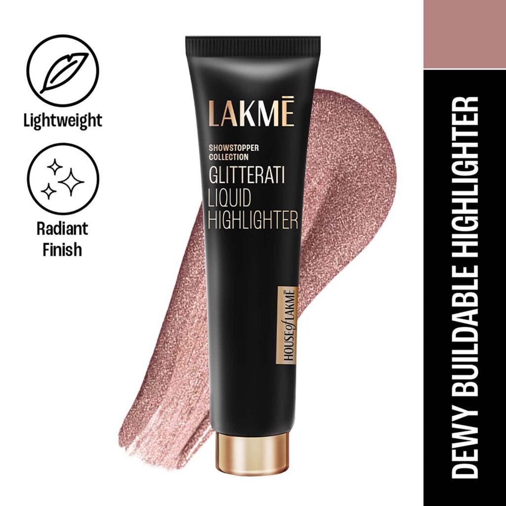 Lakme Glitterati Liquid Highlighter for Dewy Makeup Look - Rose Gold (25 g) - Lakme