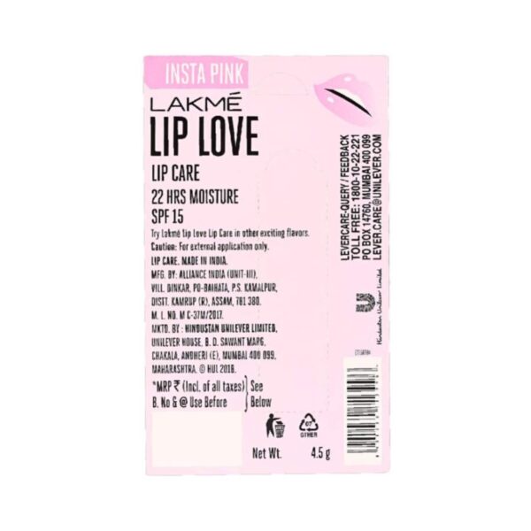 Lakme Lip Love Chapstick Lip Balm - Insta Pink (4.5g) - Lakme