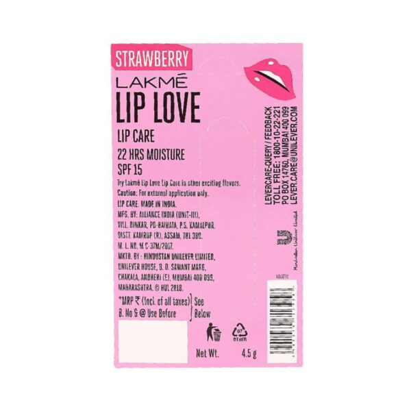 Lakme Lip Love Chapstick Lip Balm - Strawberry (4.5g) - Lakme