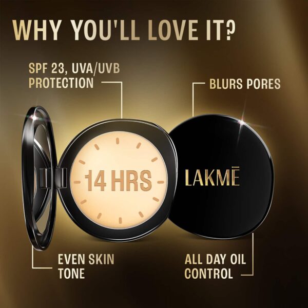 Lakme Ultimate Glam Compact Skin Lightening Compact Powder with Vitamin B3 - Ivory Fair 01 (8 g) - Lakme