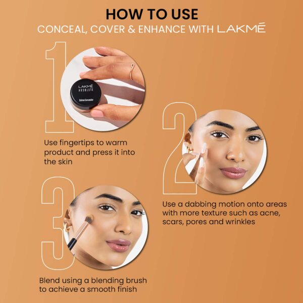 Lakme Unreal Cover Creme Concealer Lightweight & Hydrating - Cinnamon (3.9 g) - Lakme