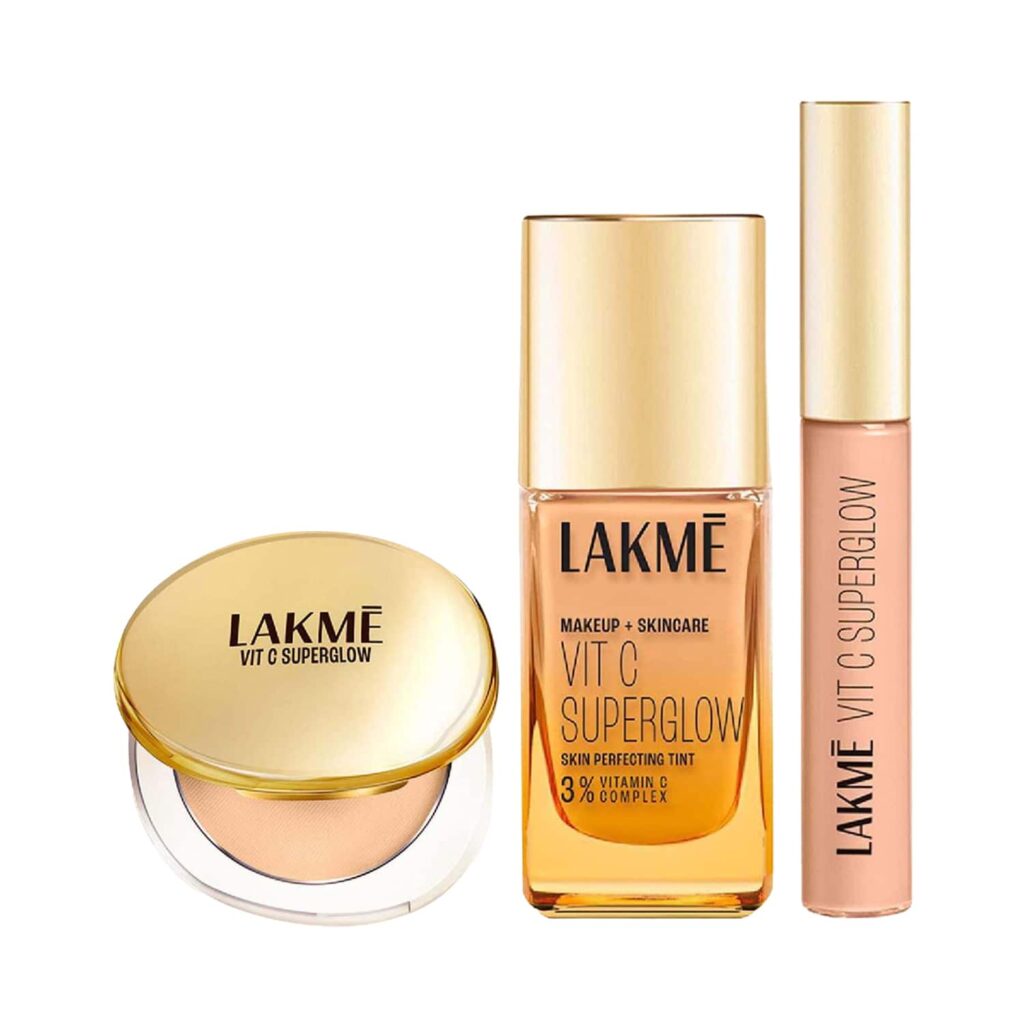Lakme Vitamin C Combo - Warm Creme Skin Tint (25 ml) + Sand Compact + Ivory Concealer - Lakme