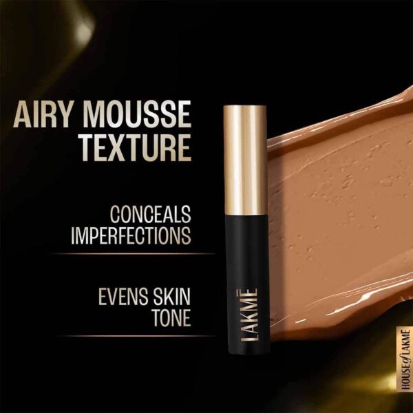 Lakme Xtraordin-airy Mattreal Mousse Concealer Conceals Dark Circles Even Skin Tone - Caramel (9 g) - Lakme