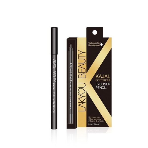 Lakyou Beauty Black Kajal Soft Kohl Eyeliner Pencil | Waterproof | Smudge proof | 24hrs Wear | Ultra Blendable | Creamy And Smooth | 1.2g