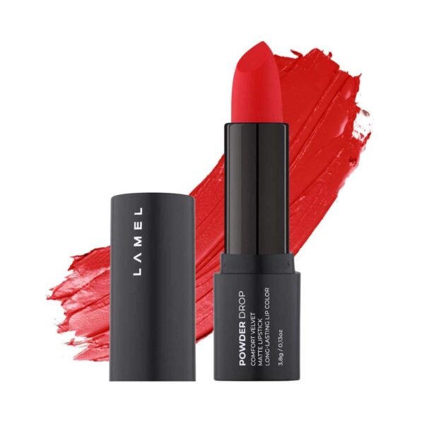 Lamel Powder Drop Matte Lipstick - 407 Red Velvet (3.8g) - Lamel