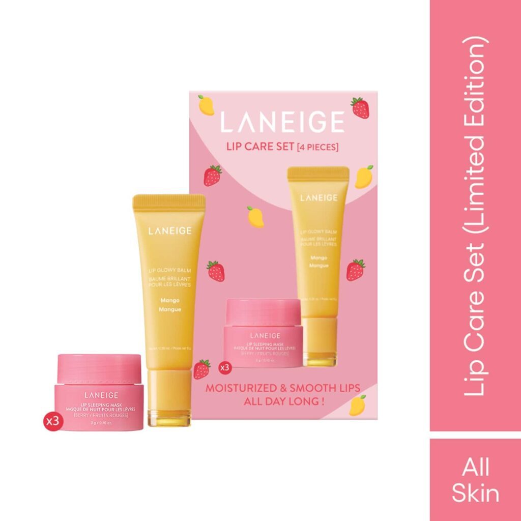 Laneige Lip Care Set Mango Lip Glowy Balm And Berry Lip Sleeping Mask (4 pcs) - Laneige
