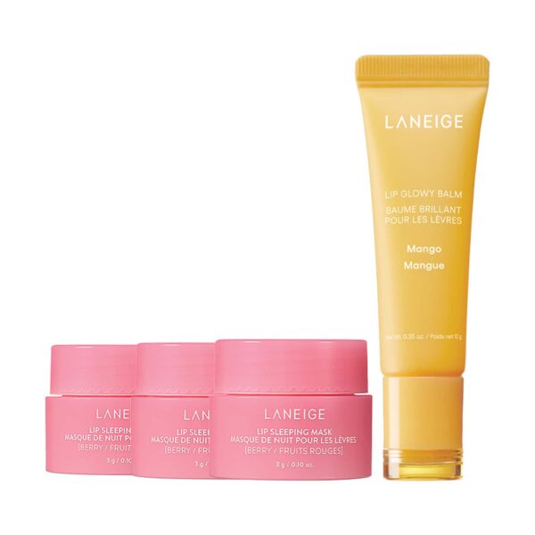 Laneige Lip Care Set Mango Lip Glowy Balm And Berry Lip Sleeping Mask (4 pcs) - Laneige