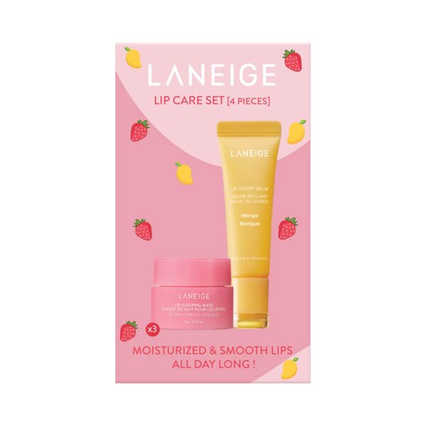 Laneige Lip Care Set Mango Lip Glowy Balm And Berry Lip Sleeping Mask (4 pcs) - Laneige
