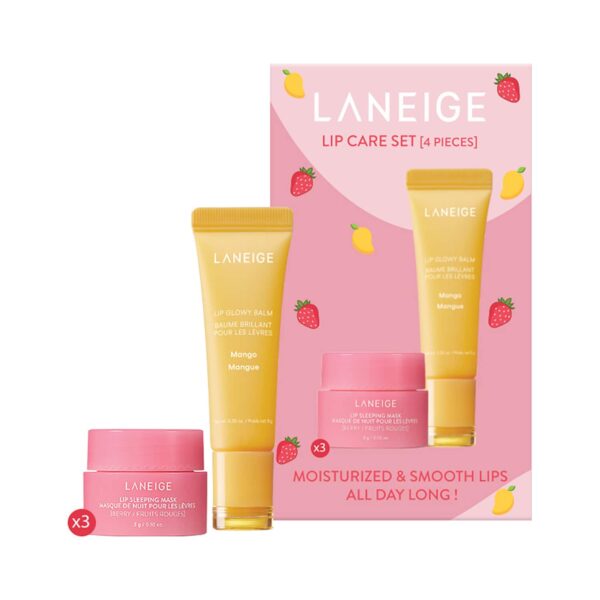 Laneige Lip Care Set Mango Lip Glowy Balm And Berry Lip Sleeping Mask (4 pcs) - Laneige