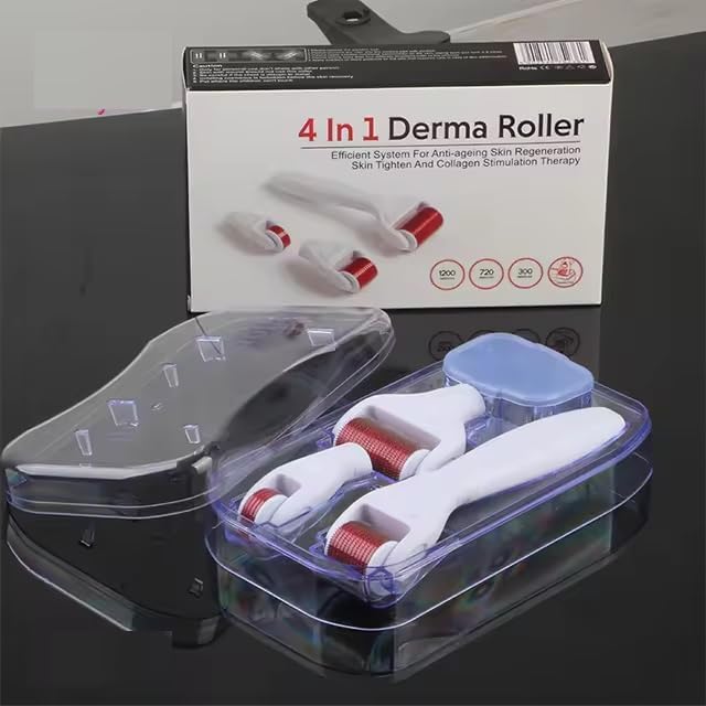 Lariox Derma Roller 4 in 1 Microneedling Derma Roller for Body and Facial Care - Micro Needles Scar Roller for Anti-Wrinkles, Stretch Marks, Acne, Micro Needle Roller (4 IN1...