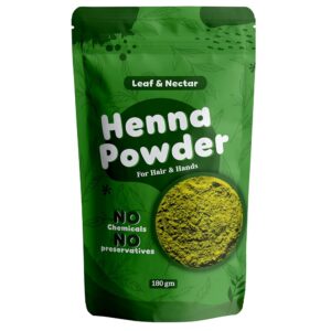 Leaf & Nectar Natural Henna Powder for Hair Color & Growth | 100% Pure & Organic Mehendi for Healthy, Shiny Hair (180g)