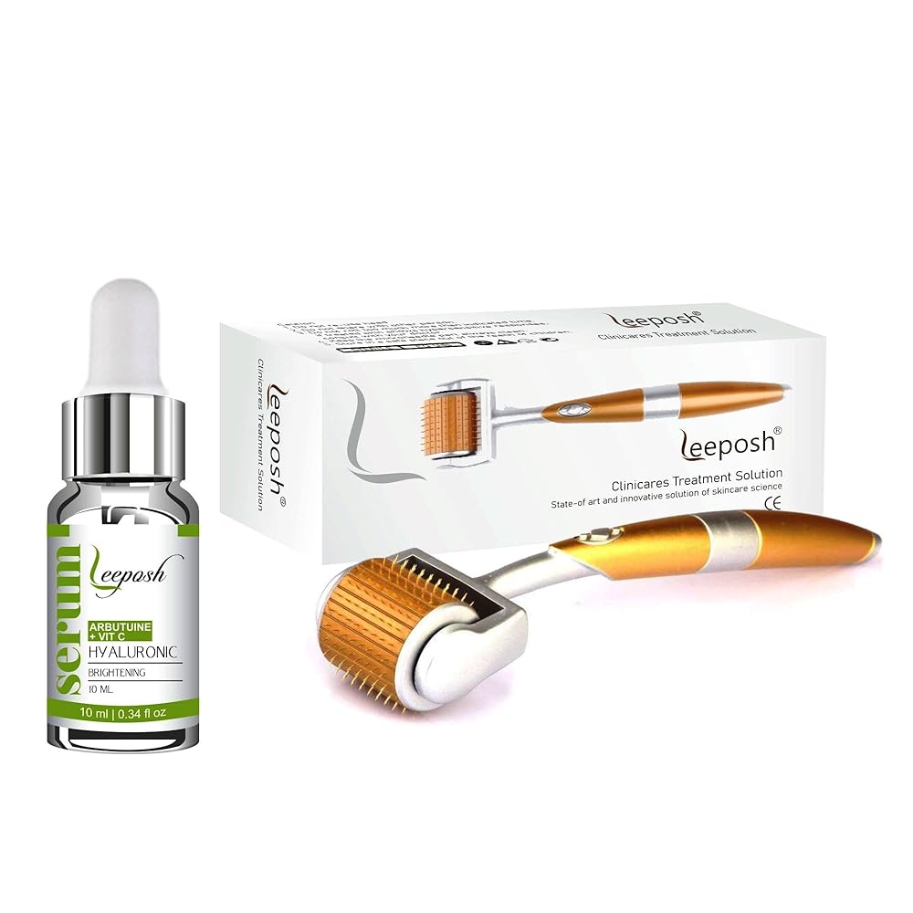 Leeposh Derma Roller 2.5 MM + Arbutin Hyaluronic Serum FDA Approved for Clear & Beautiful Glowing Skin