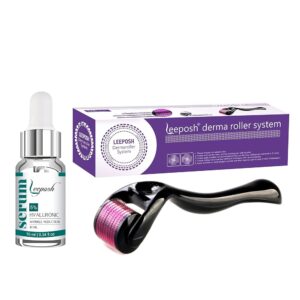 Leeposh Dermaroller 0.5 Mm Derma roller serum Hyaluronic Acid 5% Treating Acne Scars Skin Hair Loss Wrinkles Stretch marks