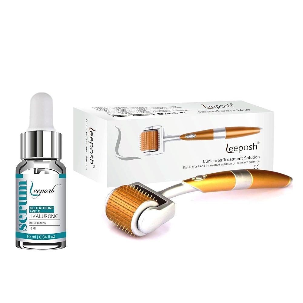 Leeposh Vit C Hyaluronic serum with dermaroller | Dermaroller with meso solution | dermaroller serum | dermaroller solution vitamin c Hyaluronic acid