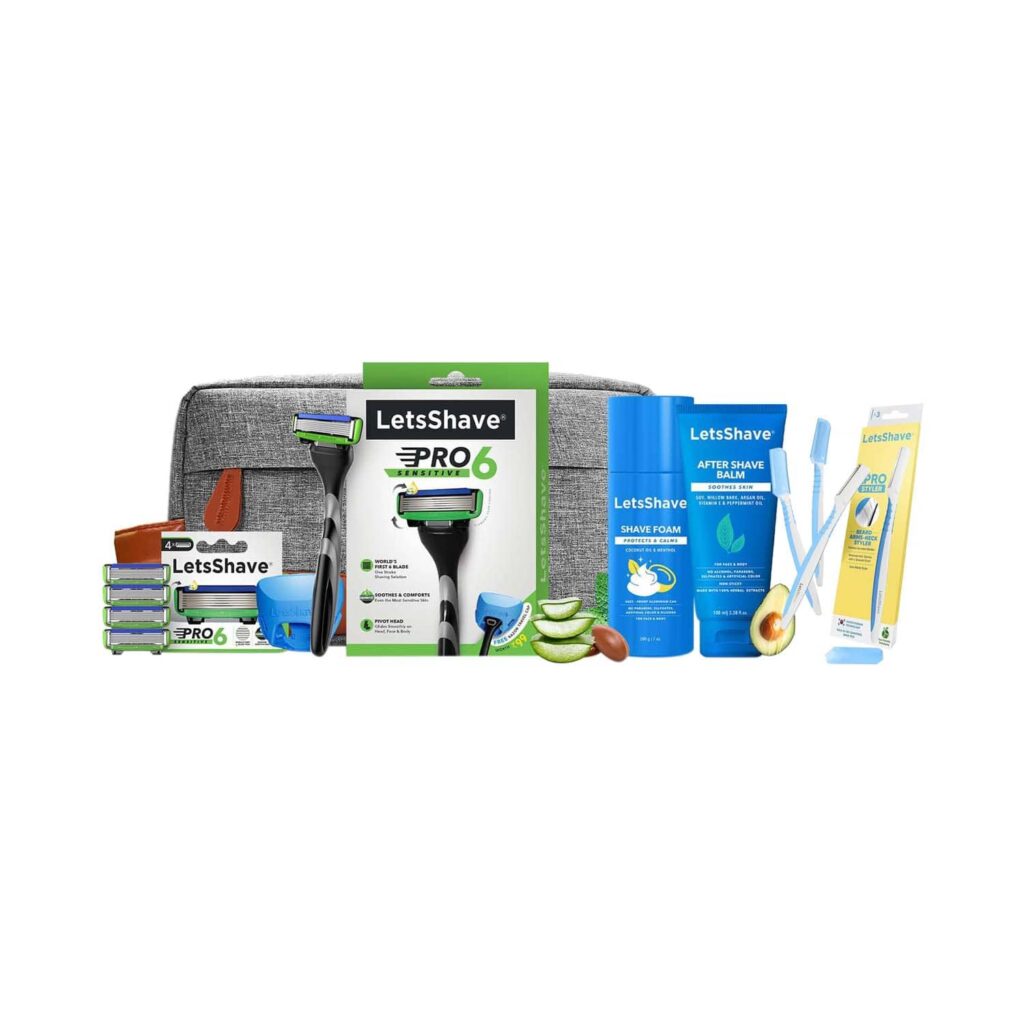 Letsshave Beard Pen Styler & Trimmer & Pro 6 Sensitive Value Shaving Kit for Men Combo - LetsShave
