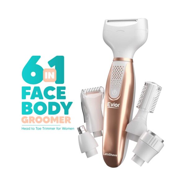 LetsShave Evior 6-In-1 Face And Body Trimmer Set - Gold, White - LetsShave