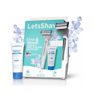 LetsShave Evior 6 Portable Razor and Transparent Shave Gel (2 pcs) - LetsShave